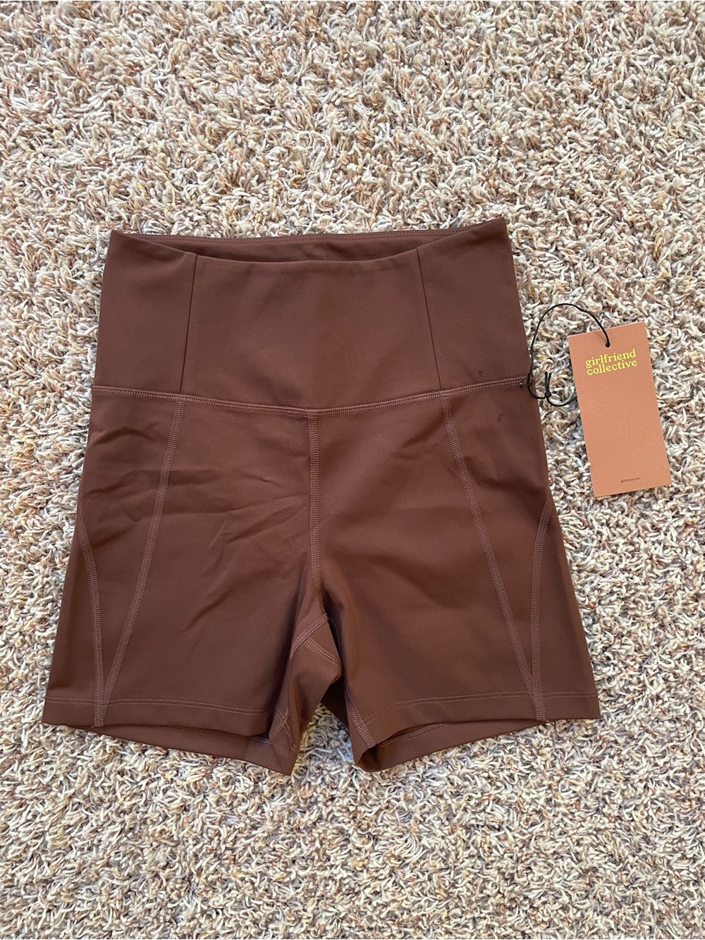 girlfriend collective Fall Espresso High-Rise Bike Shorts Women Size S NWT